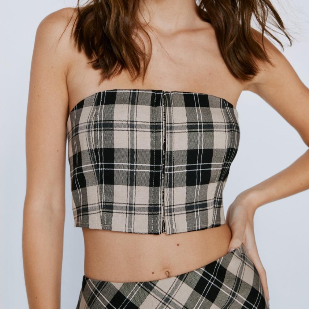 Nasty Gal plaid tailored cropped bralette